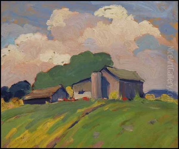 Farmhouse On A Hill Oil Painting by John William Beatty