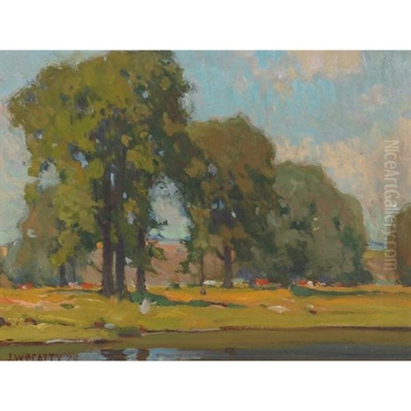 Elms Near Port Hope, Ontario Oil Painting by John William Beatty