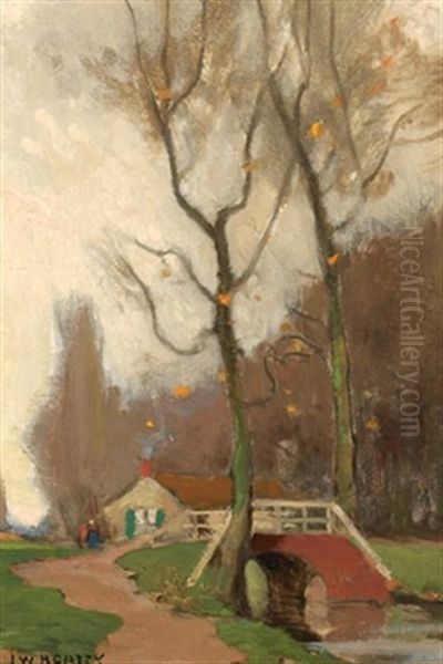 Along The Canal Oil Painting by John William Beatty