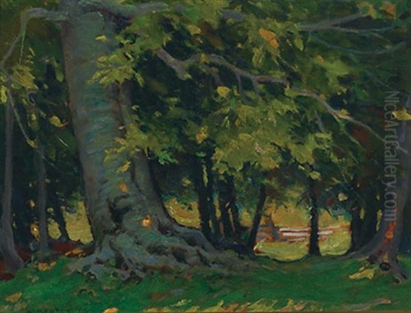 Trees In The Shade Oil Painting by John William Beatty