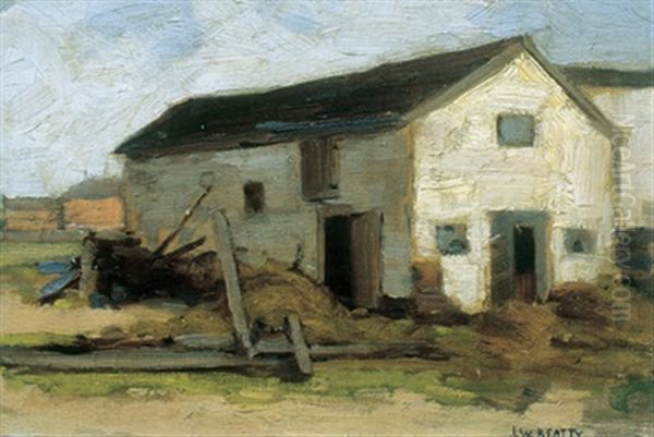 Farm Buildings Oil Painting by John William Beatty