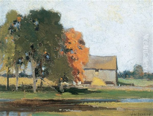 Farm - Autumn Oil Painting by John William Beatty