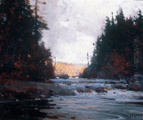 A Rapid, Northern Ontario Oil Painting by John William Beatty