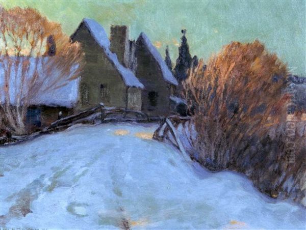 House At Dusk Oil Painting by John William Beatty