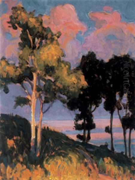 Birches At Sunset Oil Painting by John William Beatty