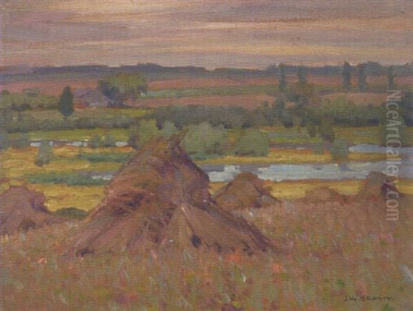 Field At Harvest Oil Painting by John William Beatty