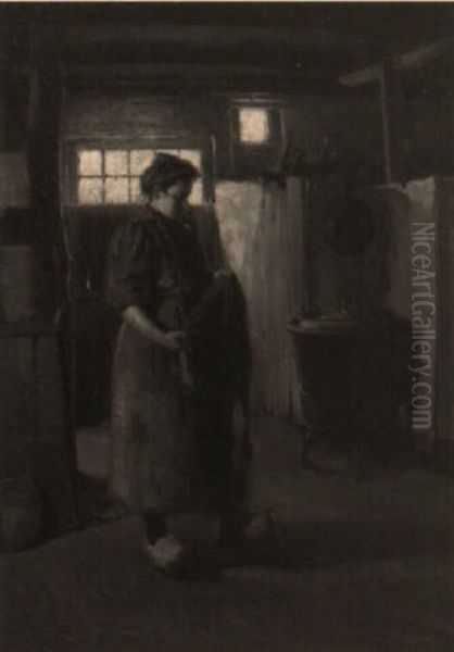 Interior With A Woman Oil Painting by John William Beatty