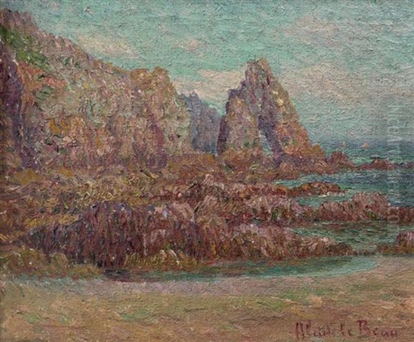 Cote Rocheuse En Bord De Mer Oil Painting by Alcide-Marie le Beau