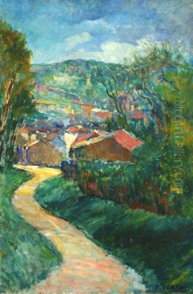 Chemin Sinueux Vers Le Village Provencal Oil Painting by Alcide-Marie le Beau