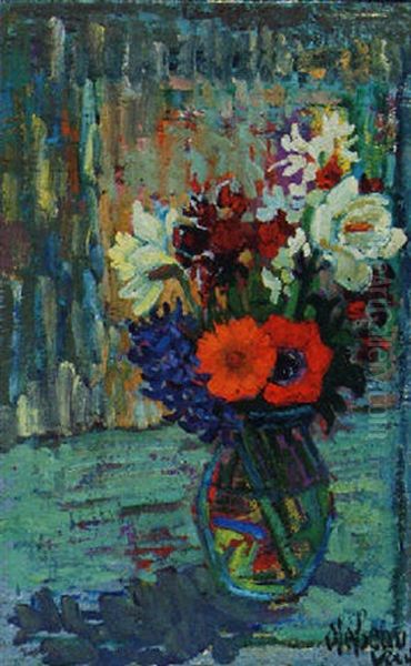 Flower Still Life Oil Painting by Alcide-Marie le Beau