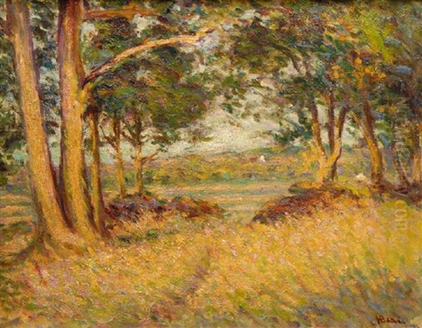 Bluhende Wiese Mit Baumen Oil Painting by Henri Beau