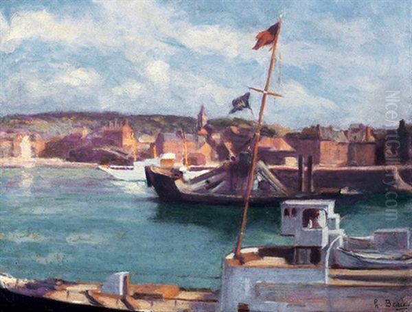 Harbour Scene Oil Painting by Henri Beau