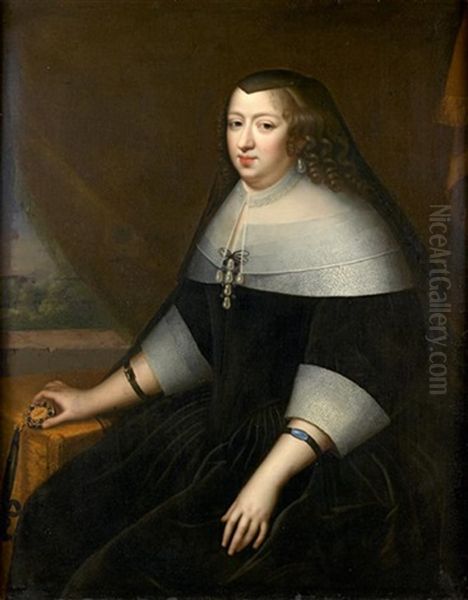 Portrait D'anne D'autriche Oil Painting by Charles Beaubrun