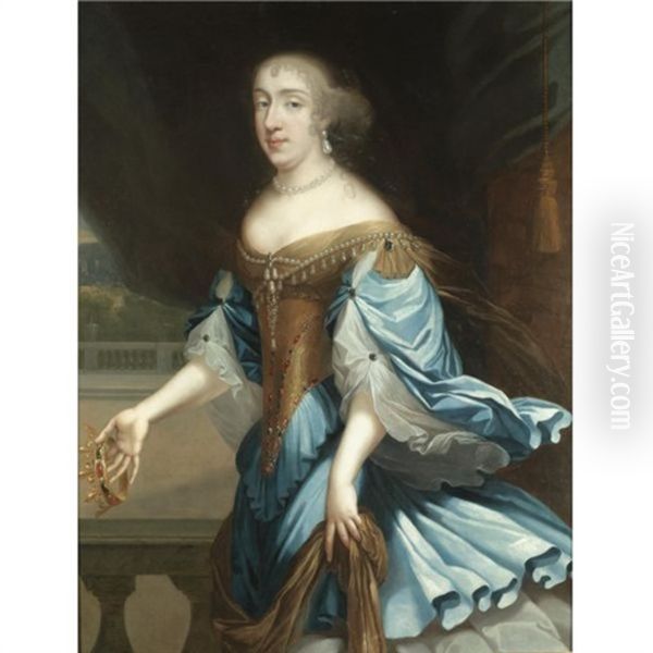 Portrait Of A Lady Holding A Crown Oil Painting by Charles Beaubrun