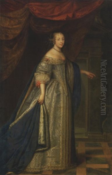 Portrait D'henriette Marie, Reine D'angleterre (?) Oil Painting by Charles Beaubrun