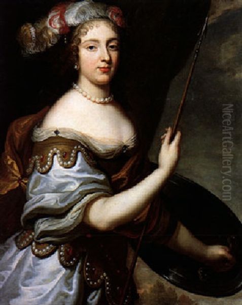 Portrait Of A Lady (marquise D'alluye?) As Minerva Oil Painting by Charles Beaubrun