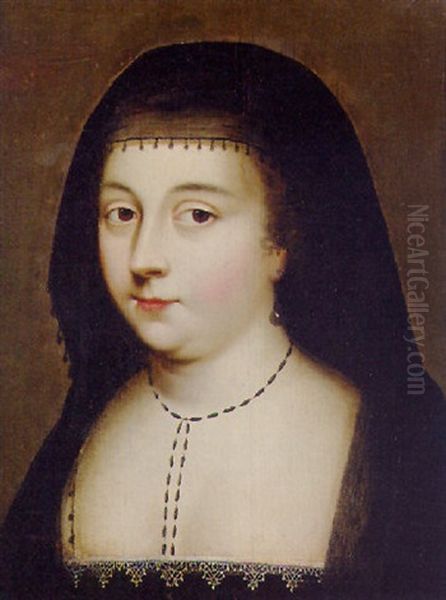 Portrait Of A Widow, Bust-length Oil Painting by Charles Beaubrun