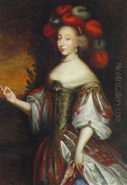 Portrait Of Maria Giovana Battista, Daughter Of The Duke Of Savoy, As Cleopatra Oil Painting by Charles Beaubrun