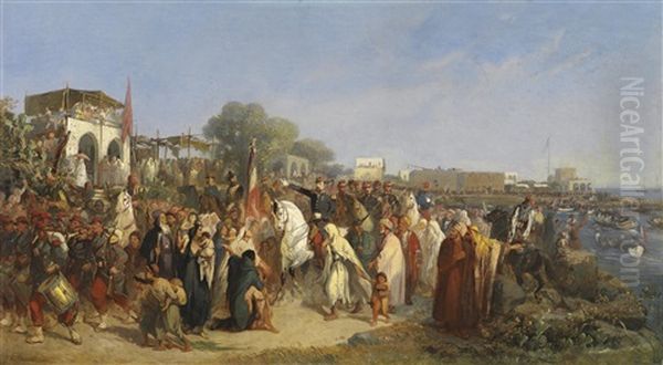 Die Landung Der Franzosischen Truppen In Beirut Oil Painting by Jean-Adolphe Beauce