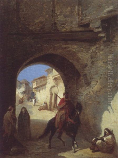 Cavalier A L'entree De La Ville Oil Painting by Jean-Adolphe Beauce