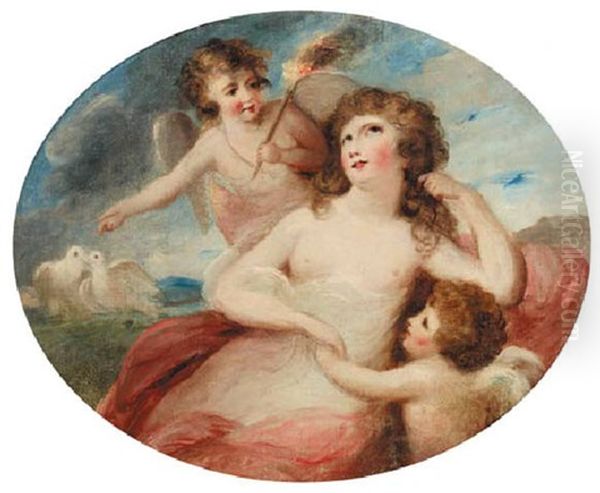 Portrait Of A Lady Attended By Cherubs Oil Painting by Lady Diana Beauclerk