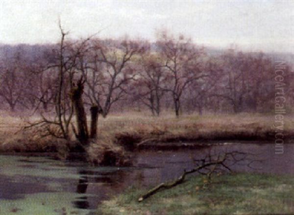 Bord De Riviere Oil Painting by Jean Beauduin