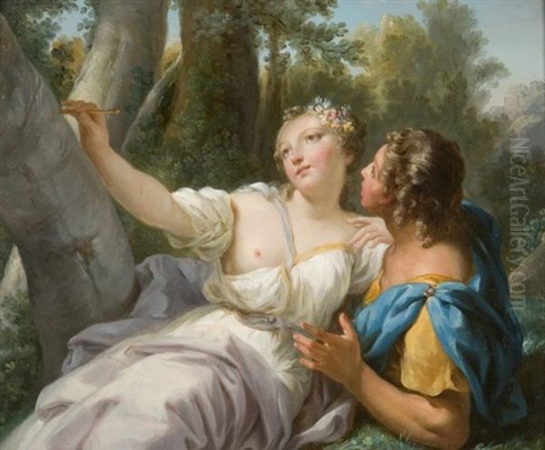 Angelique Et Medor Oil Painting by Jacques Antoine Beaufort