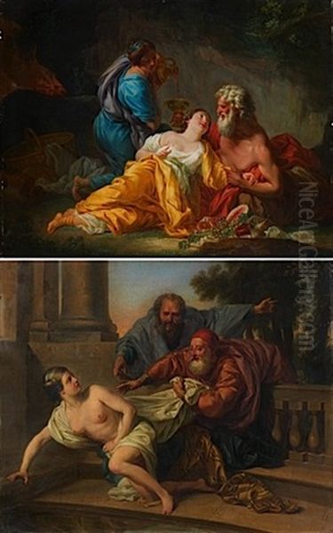 Loth Et Ses Filles (+ Suzanne Et Les Vieillards; Pair) Oil Painting by Jacques Antoine Beaufort