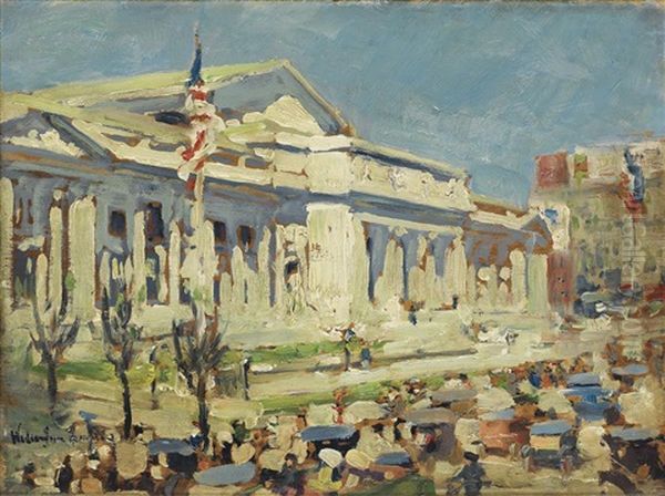 The New York Public Library From Fifth Avenue Oil Painting by William Jean Beauley