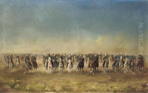 Cavalry Charge Oil Painting by Joseph Beaume