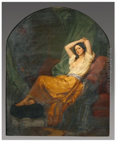 Jeune Fille Dans Un Sofa Oil Painting by Joseph Beaume