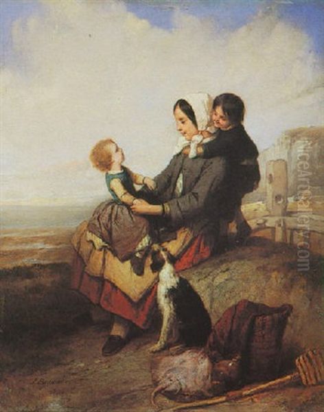 Mutter Mit Ihren Kindern Spielend Oil Painting by Joseph Beaume