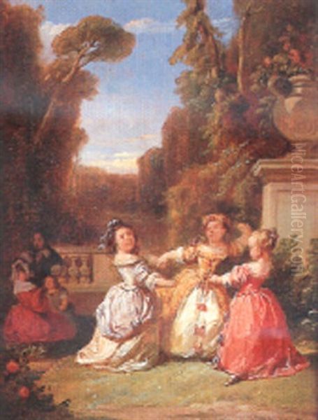 Jeunes Filles Au Parc Oil Painting by Joseph Beaume