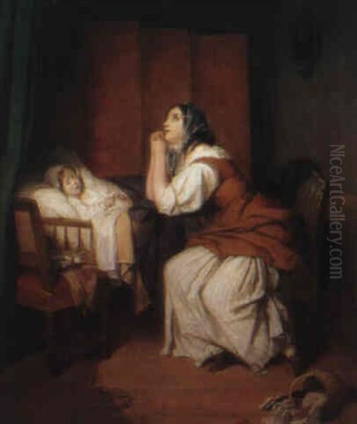 La Fille Malade Oil Painting by Joseph Beaume