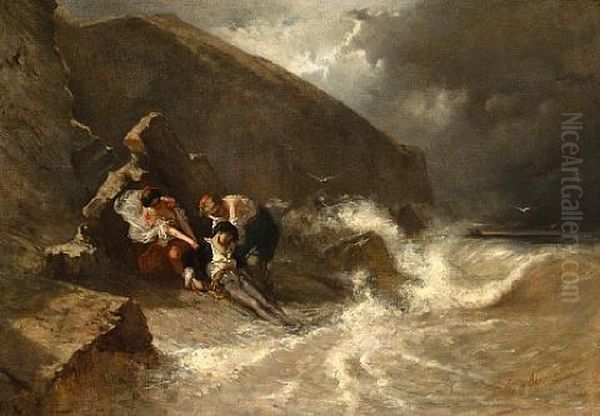 The Rescue Of Don Juan Oil Painting by Charles Edouard de Beaumont