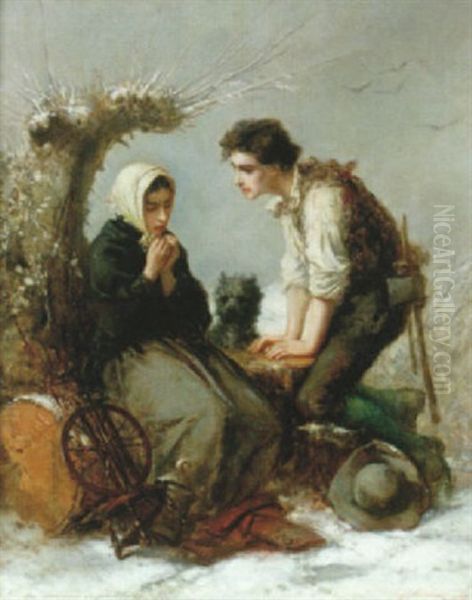 Un Amoureux N'a Jamais Froid - Kurtiserande Par Oil Painting by Charles Edouard de Beaumont