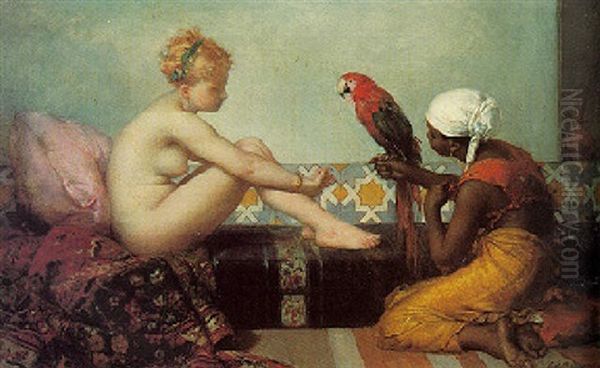 In The Harem Oil Painting by Charles Edouard de Beaumont