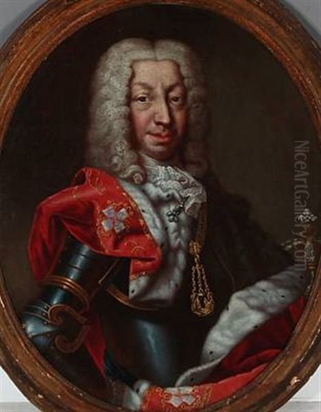 Portait Of Charles Emanuel Iii, King Of Sardinia And Duke Of Savoy In The Red Robe Of The Supreme Order Of The Most Holy Annunciation by Claudio Francesco Beaumont