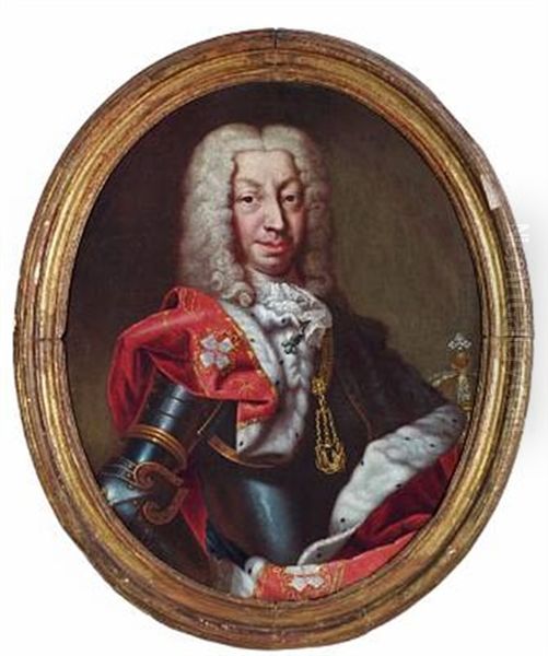 Charles Emanuel Iii, King Of Sardinia And Duke Of Savoy In The Red Robe Of The Supreme Order Of The Most Holy Annunciation Oil Painting by Claudio Francesco Beaumont