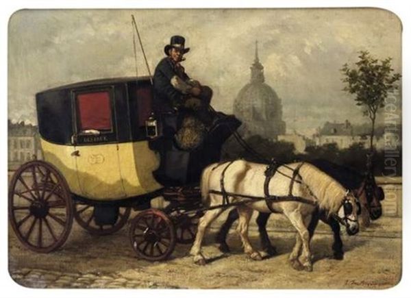 Fiacre A Paris Oil Painting by Edouard de Beaumont