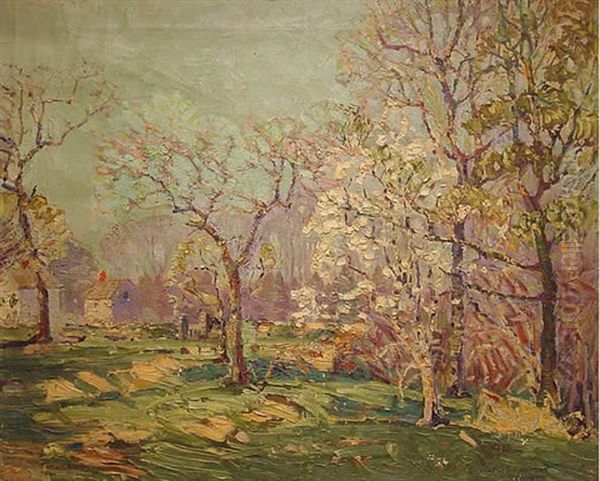 Landscape With Blooming Dogwood Oil Painting by Ernest Beaumont