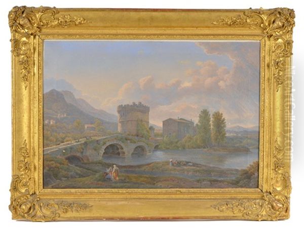 Vue De Ponte Lucano Et Du Tombeau De La Famille Plautia Oil Painting by Gabriel Bouthillier de Beaumont