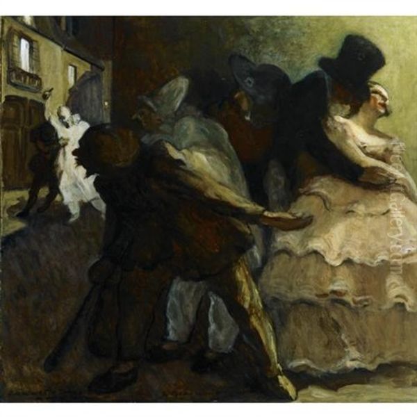 La Commedia Dell Arte Oil Painting by Hugues de Beaumont