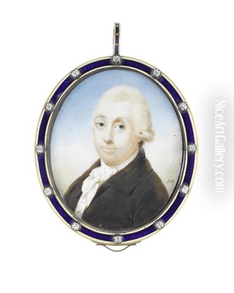 A Portrait Miniature Of A Gentleman Oil Painting by John Thomas Barber Beaumont