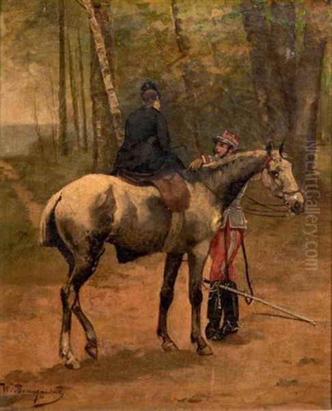 L'amazone Et Le Militaire Oil Painting by Wilfrid Constant Beauquesne