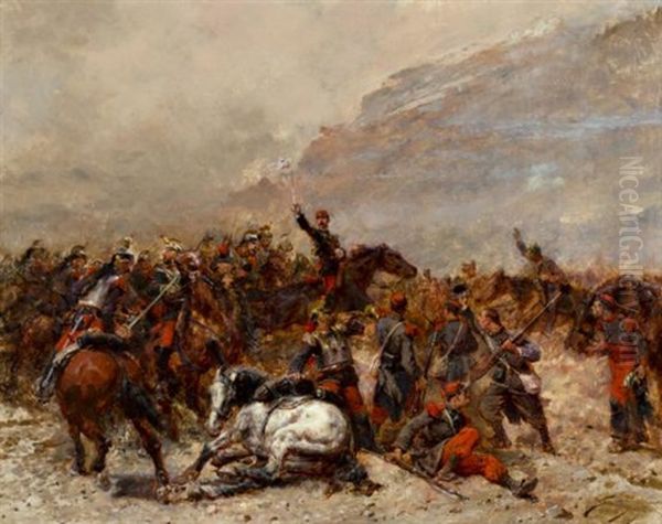 Batalla Oil Painting by Wilfrid Constant Beauquesne