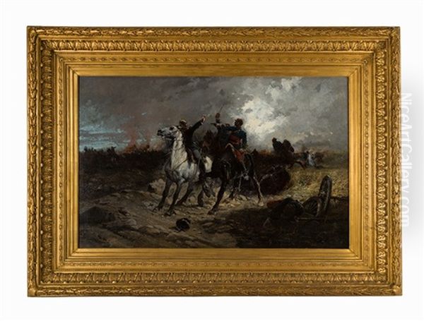 Battle Scene Oil Painting by Wilfrid Constant Beauquesne