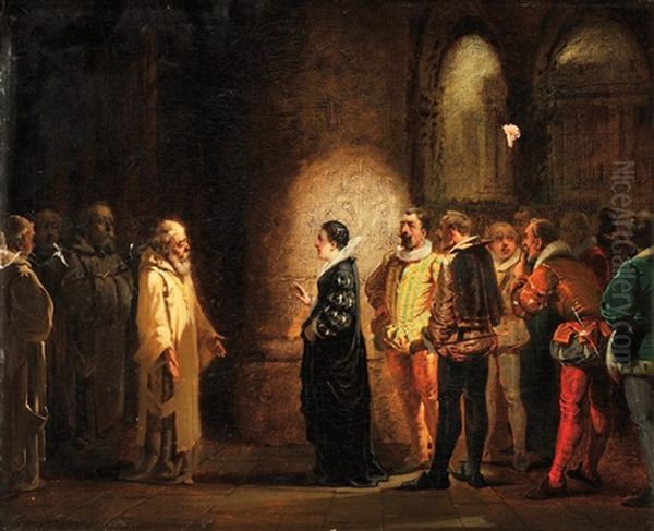 La Visite De Catherine De Medicis Oil Painting by Wilfrid Constant Beauquesne