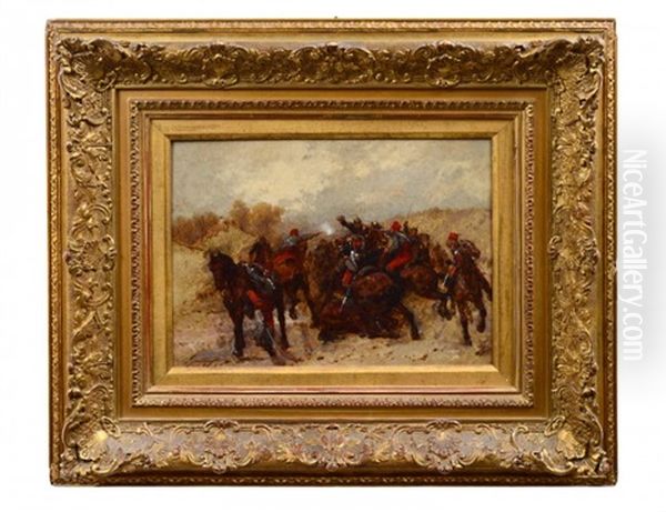 Calvary Skirmish Oil Painting by Wilfrid Constant Beauquesne