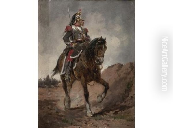 Militar A Caballo Oil Painting by Wilfrid Constant Beauquesne